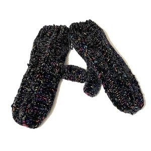 INC Mittens Chenille Confetti Space Dye Mittens Black